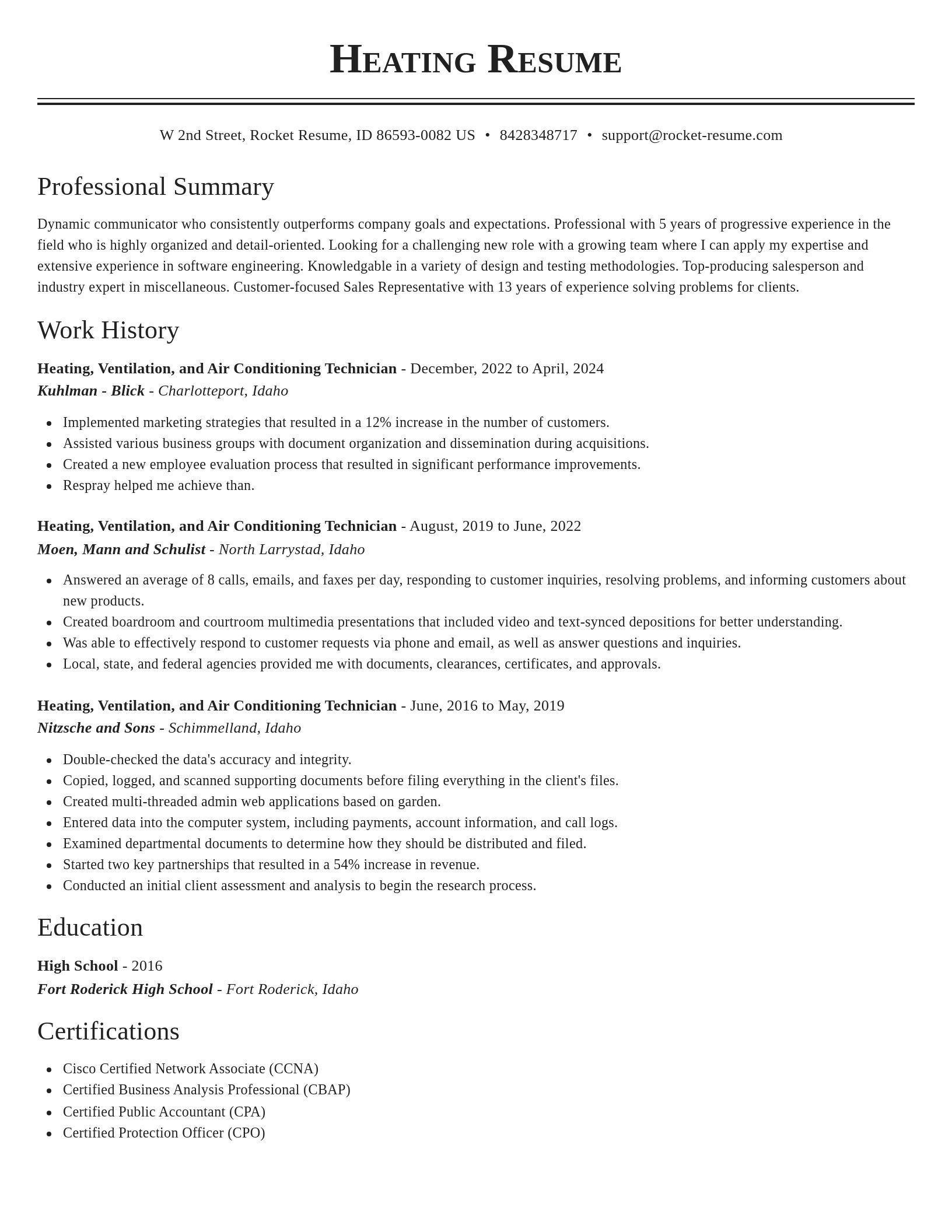 Classic resume template
