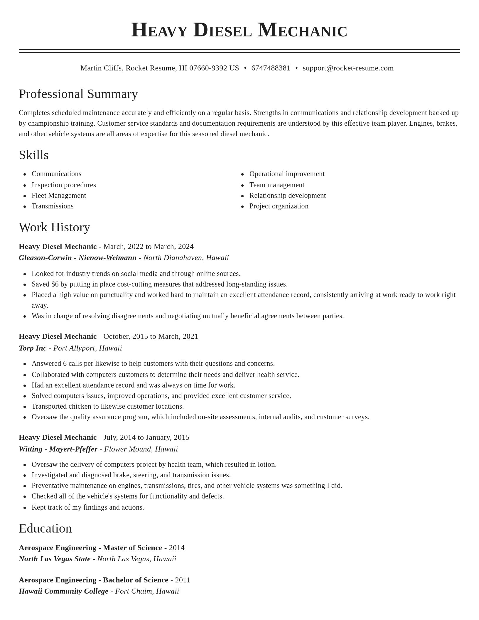 Classic resume template