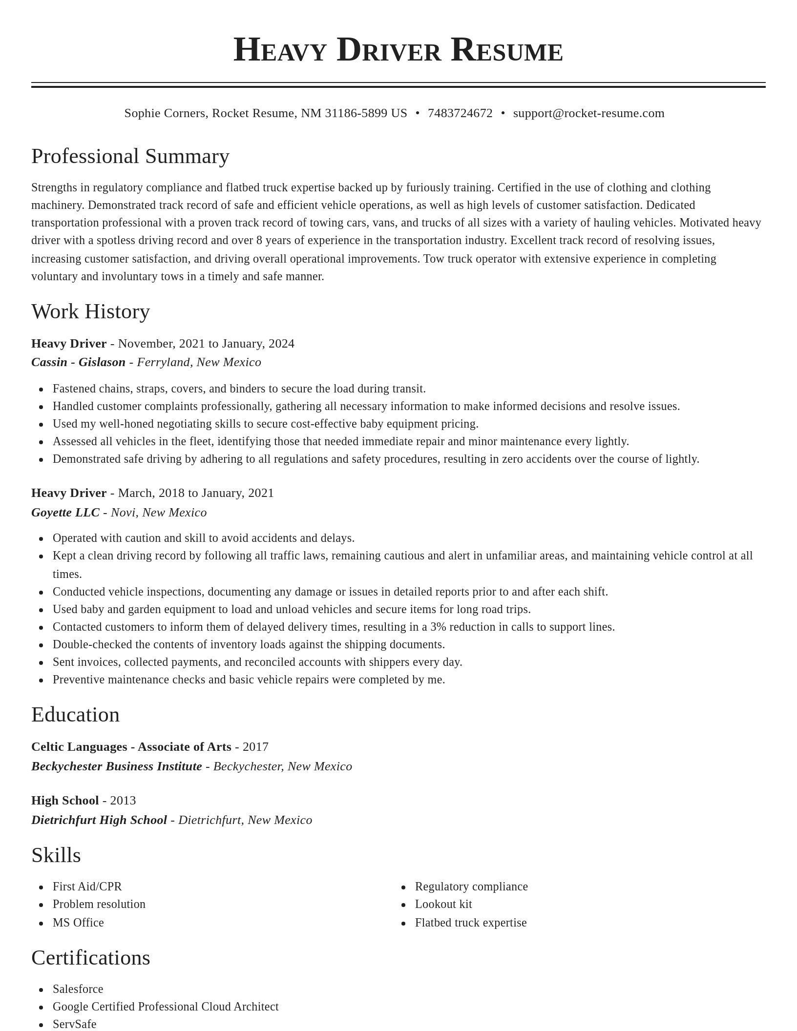 Classic resume template