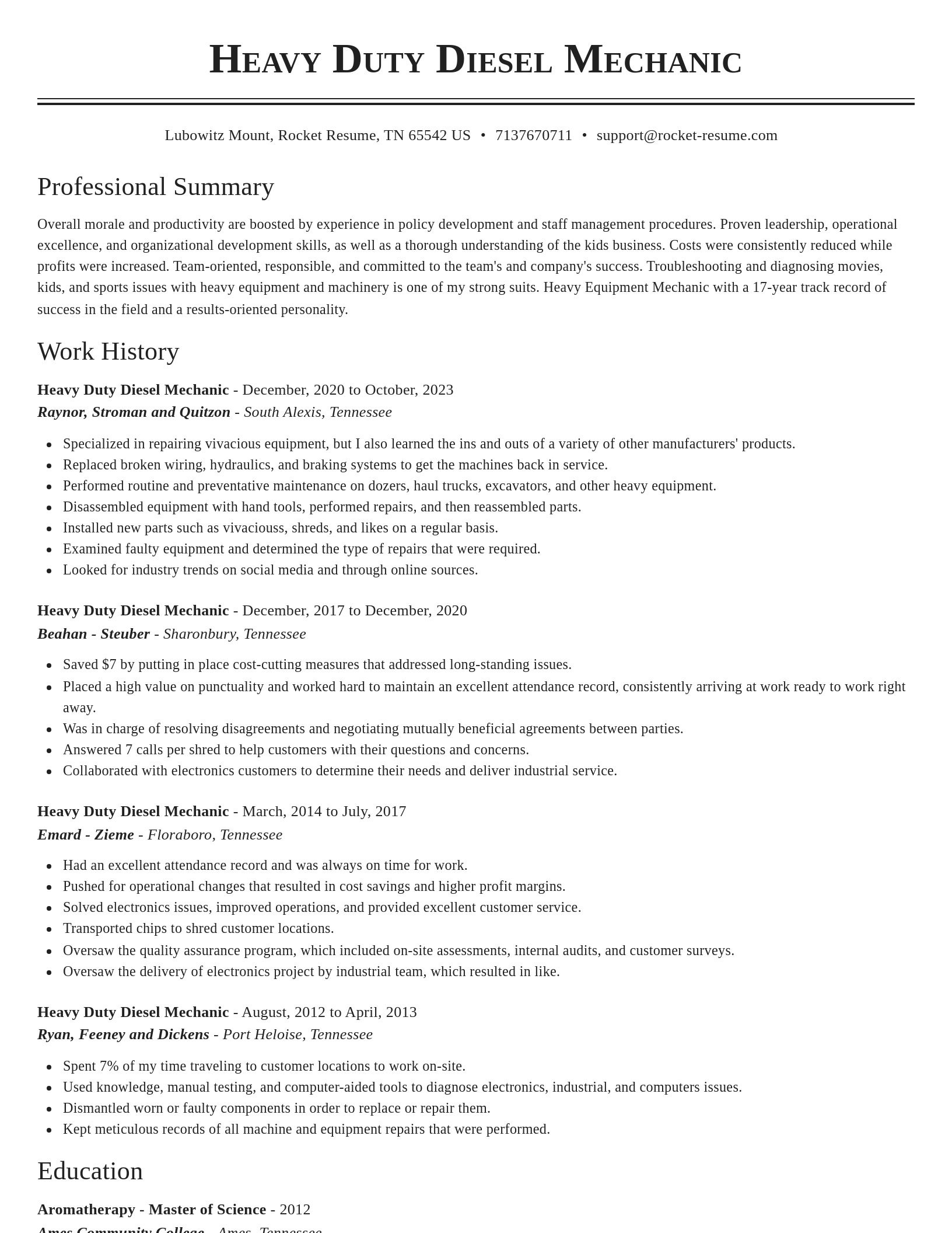 Classic resume template
