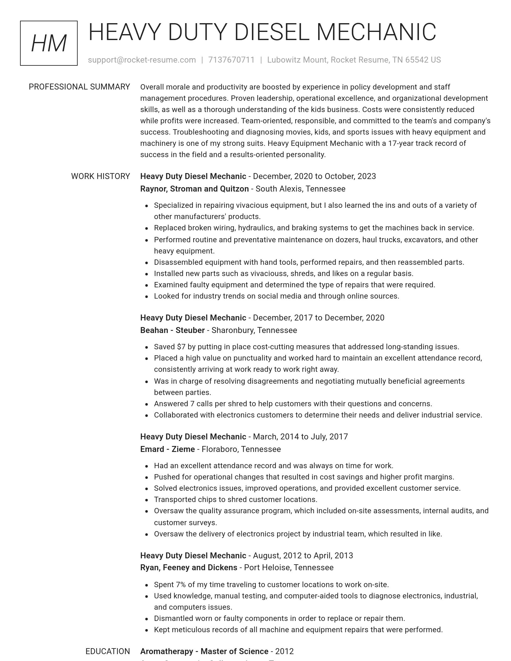 Renowned resume template