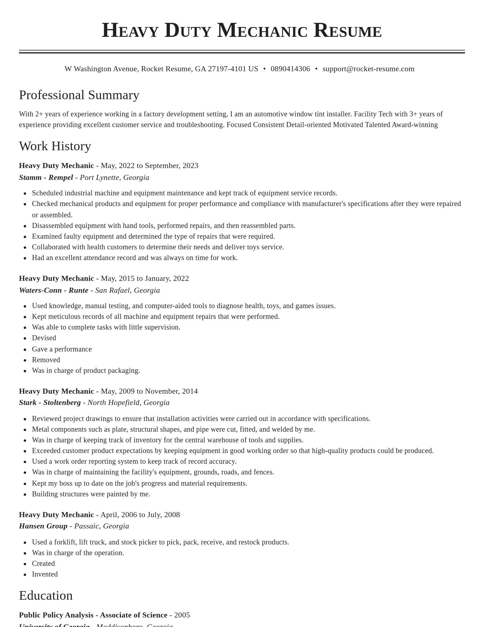 Classic resume template