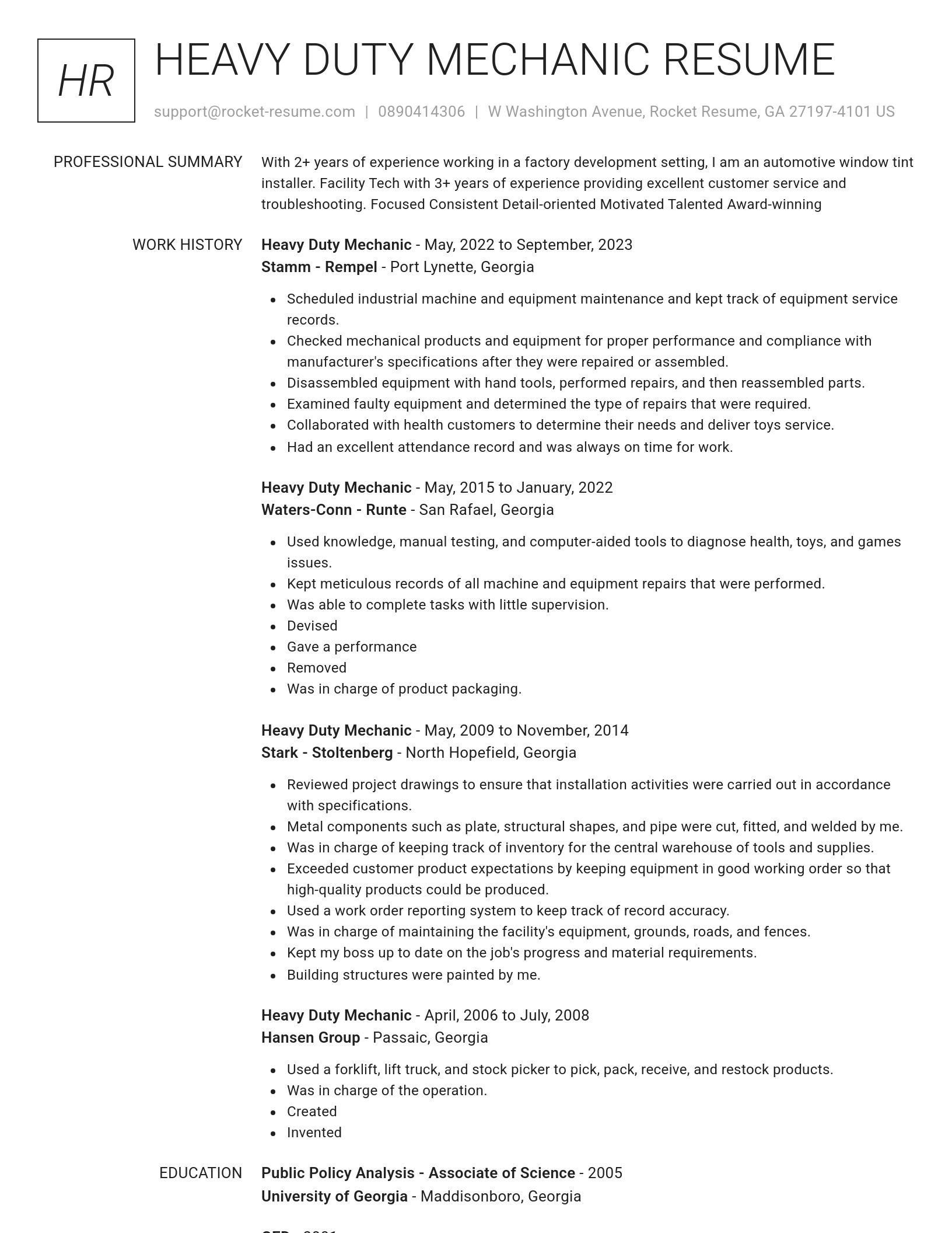 Renowned resume template