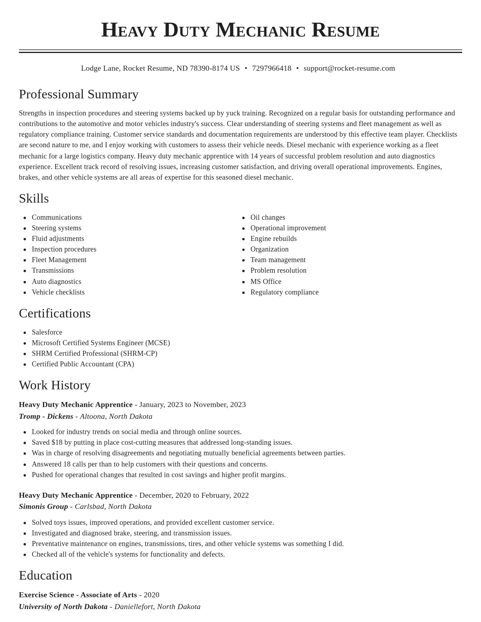 Classic resume template