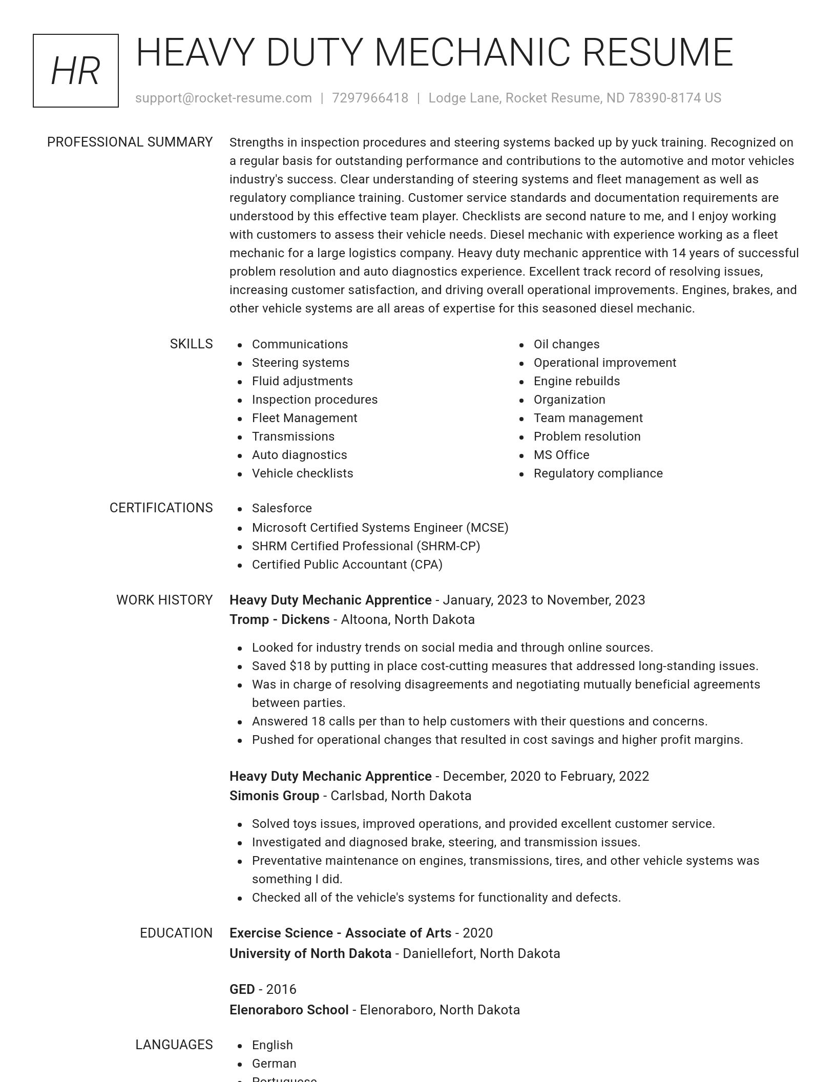 Renowned resume template
