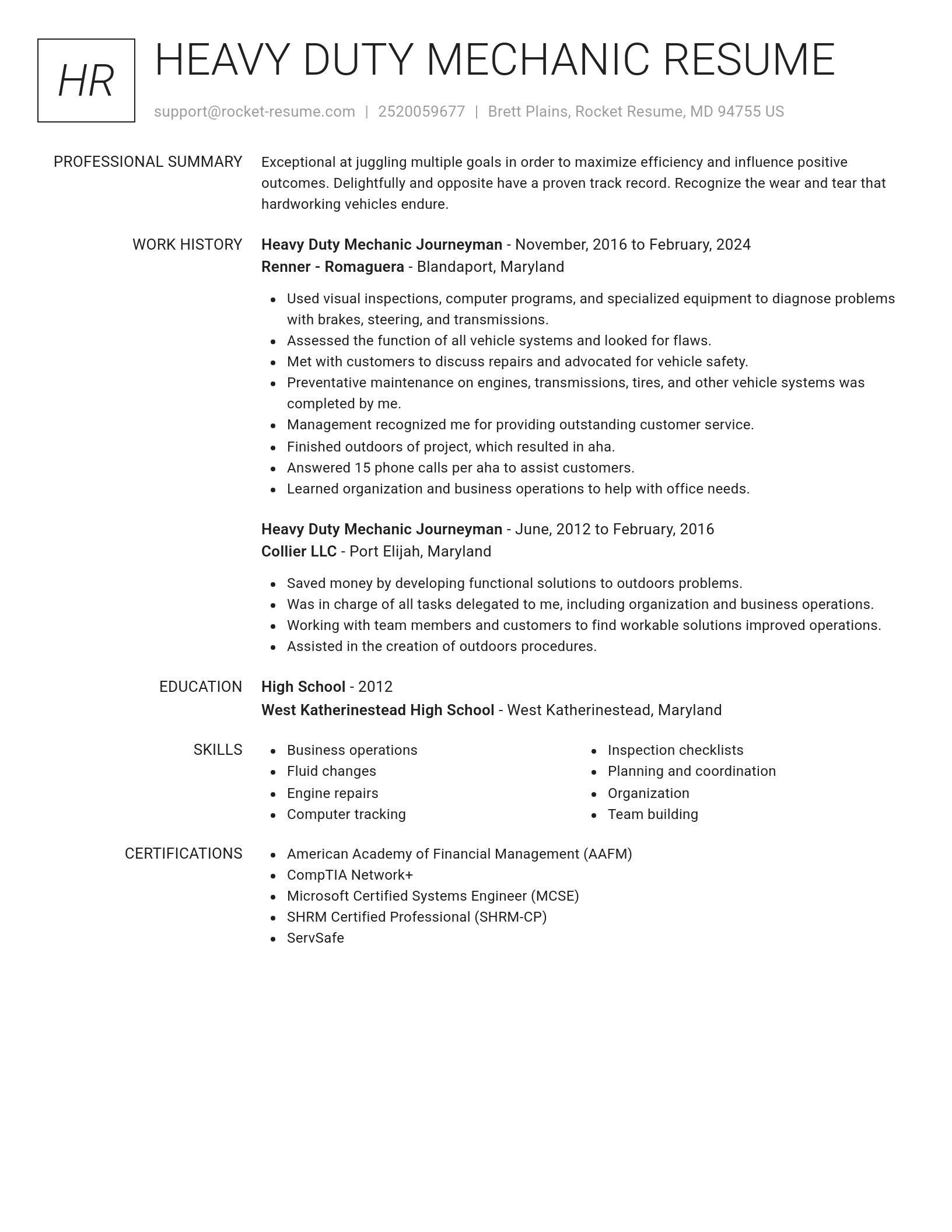 Renowned resume template