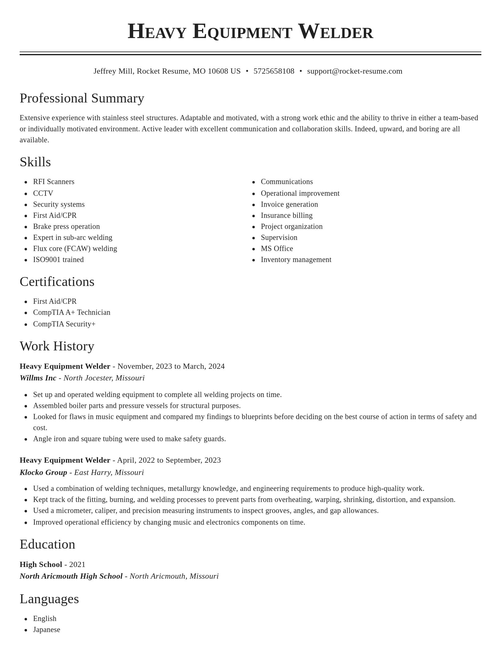 Classic resume template