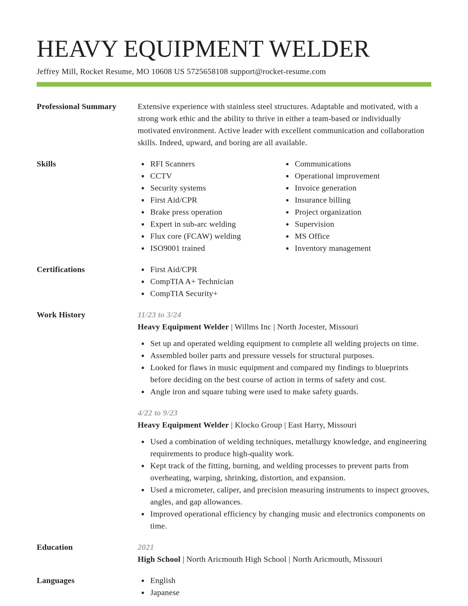 Smart resume template