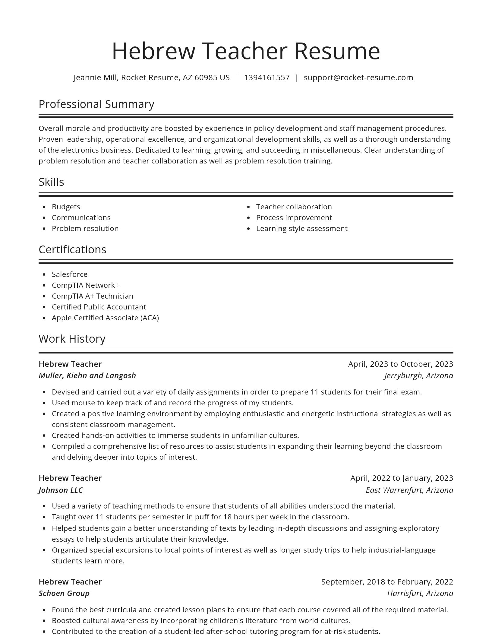 Spotlight resume template
