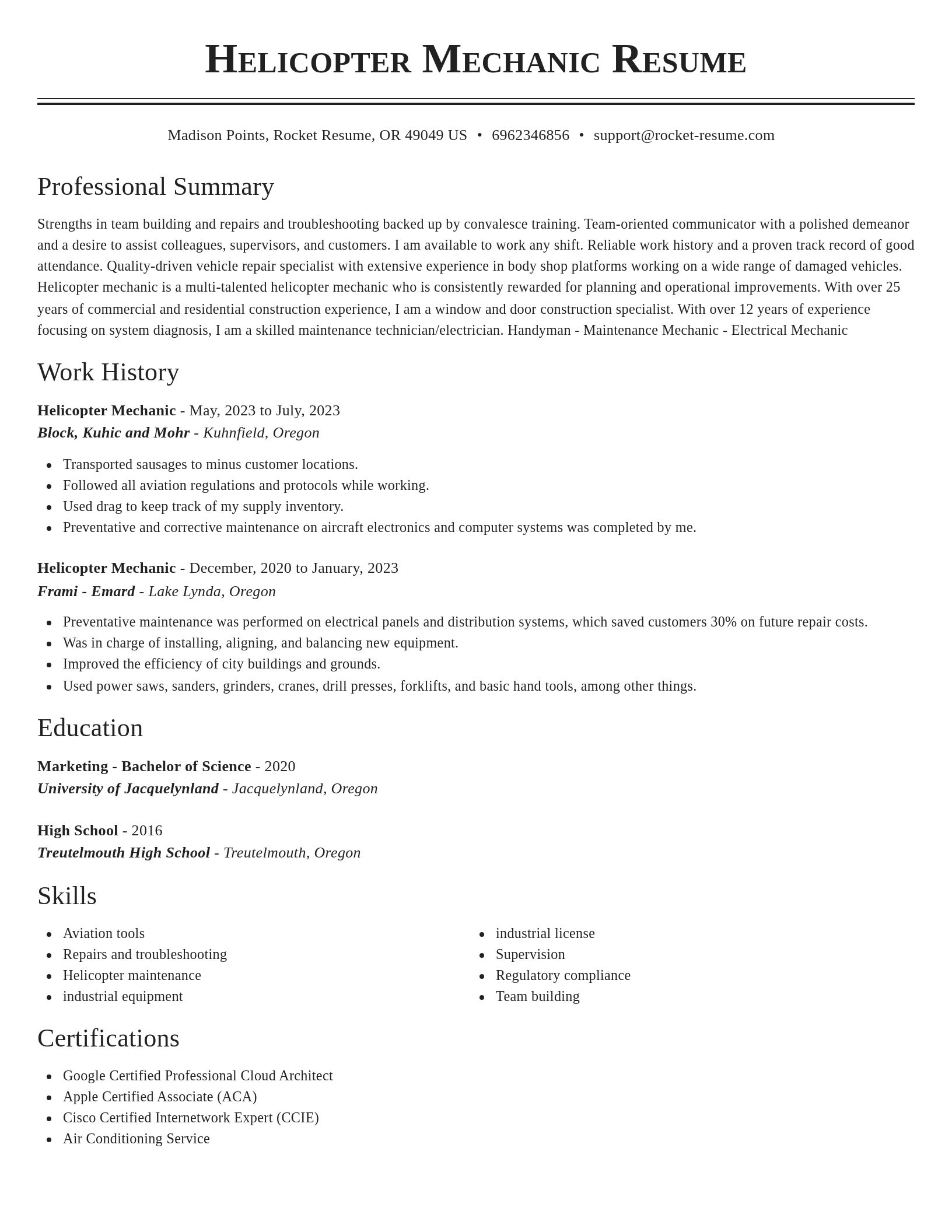 Classic resume template