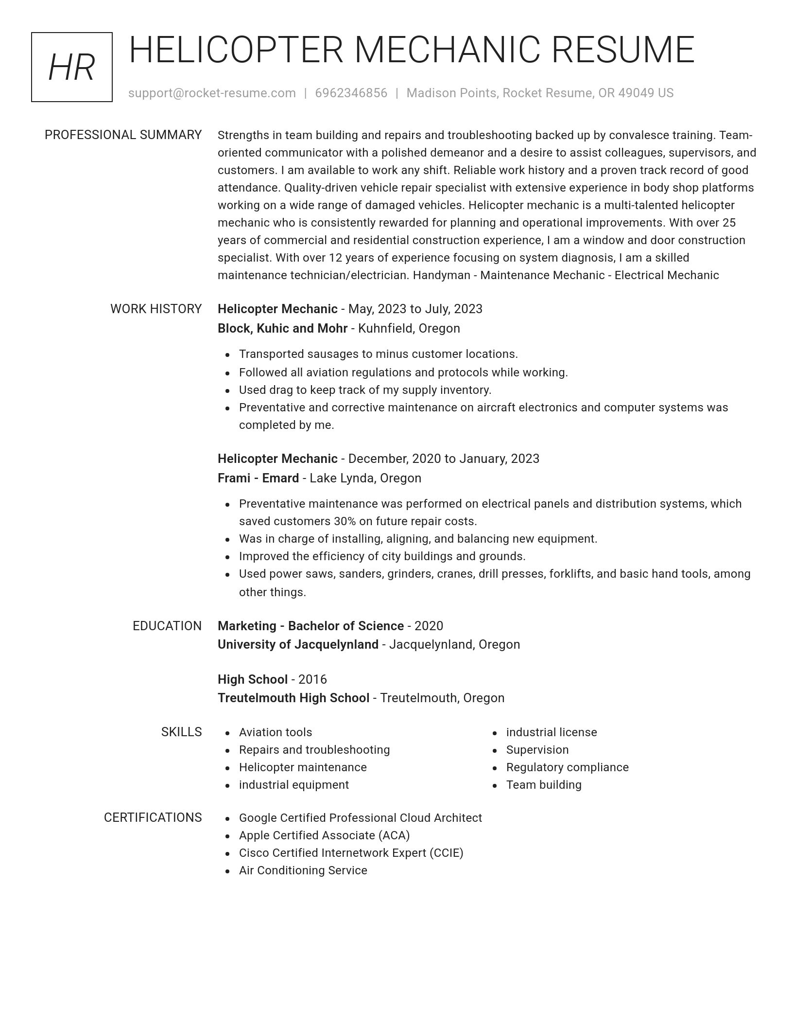 Renowned resume template