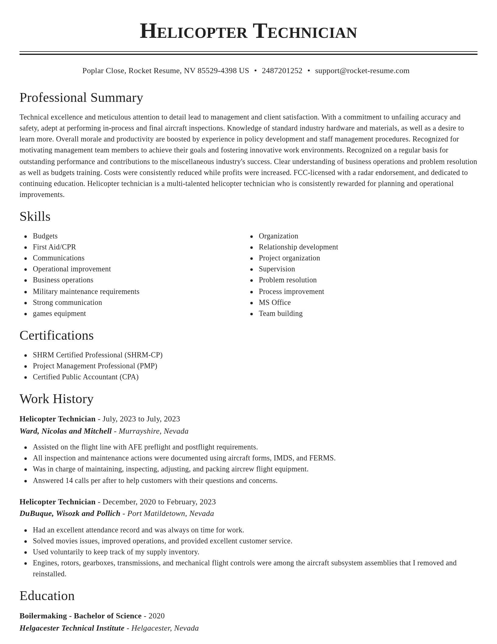 Classic resume template