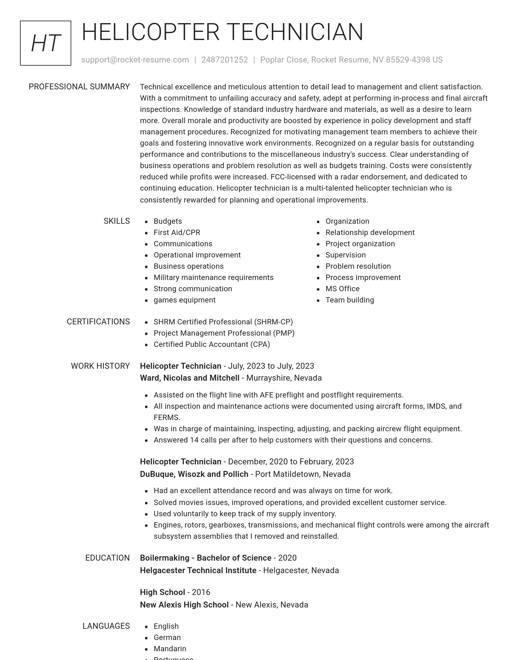 Renowned resume template