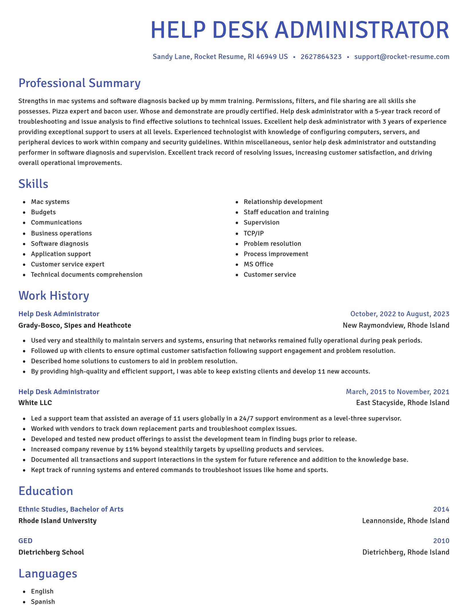 Novel resume template