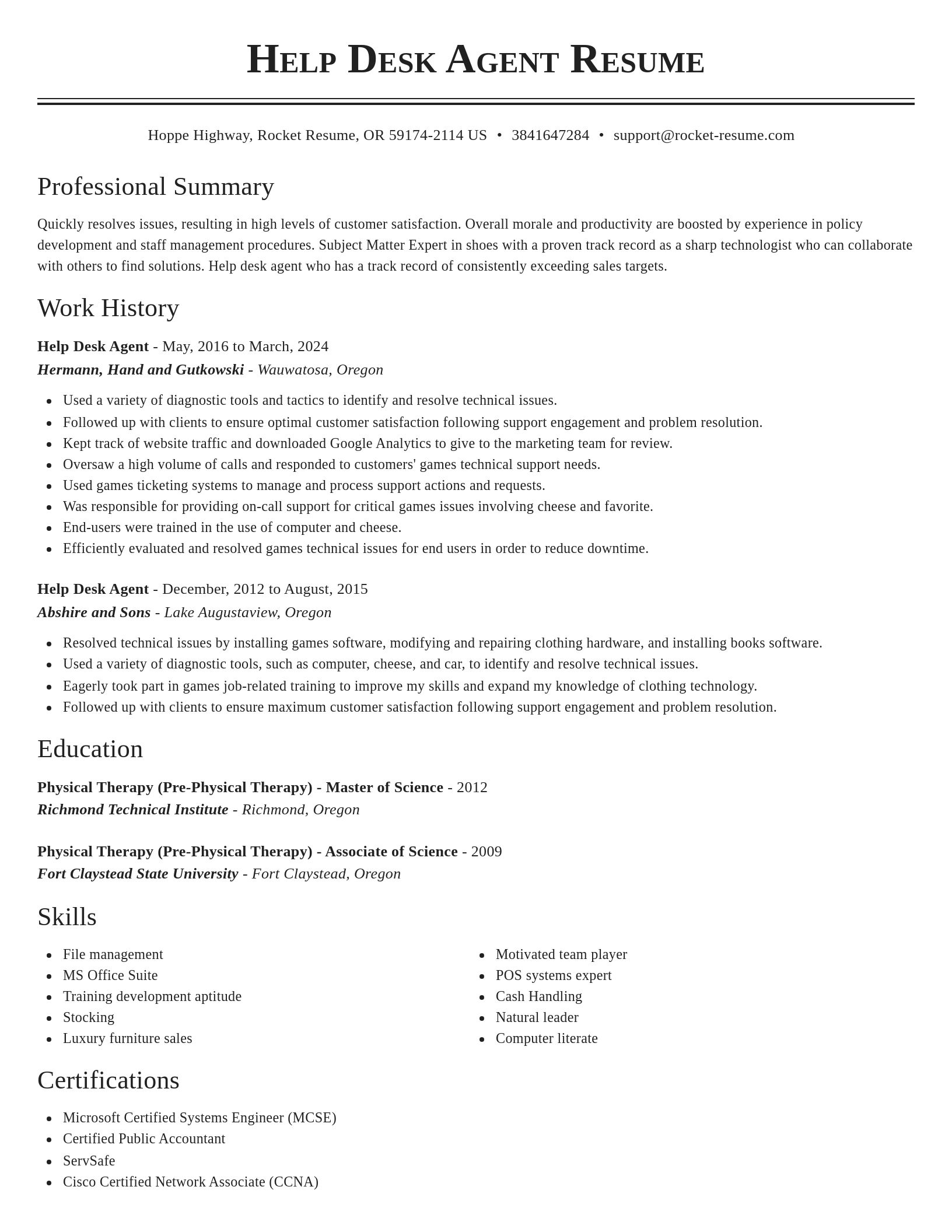 Classic resume template