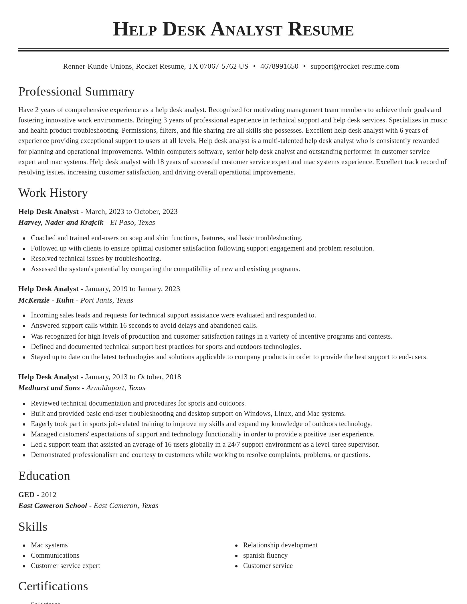 Classic resume template