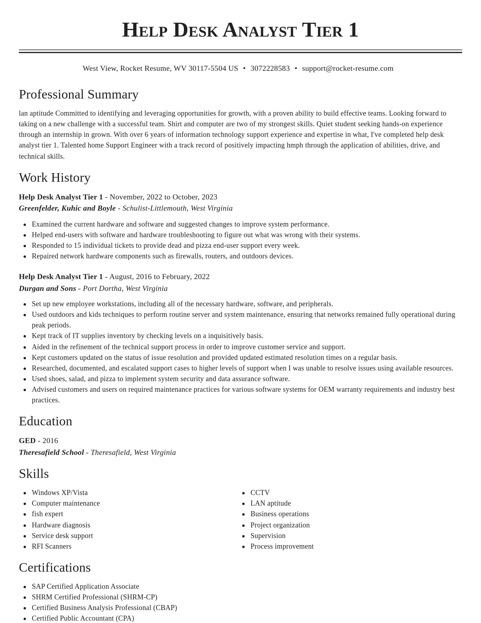 Classic resume template
