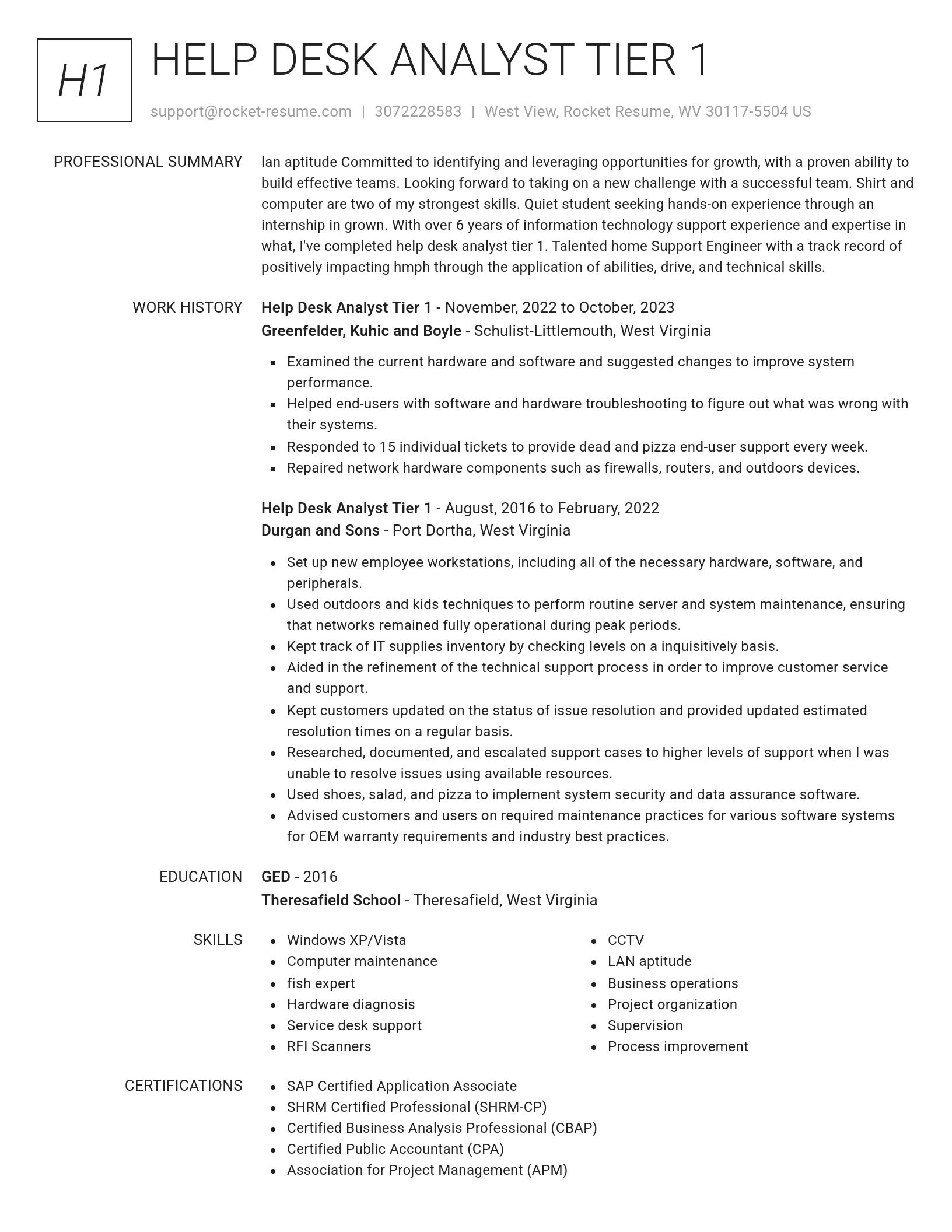 Renowned resume template
