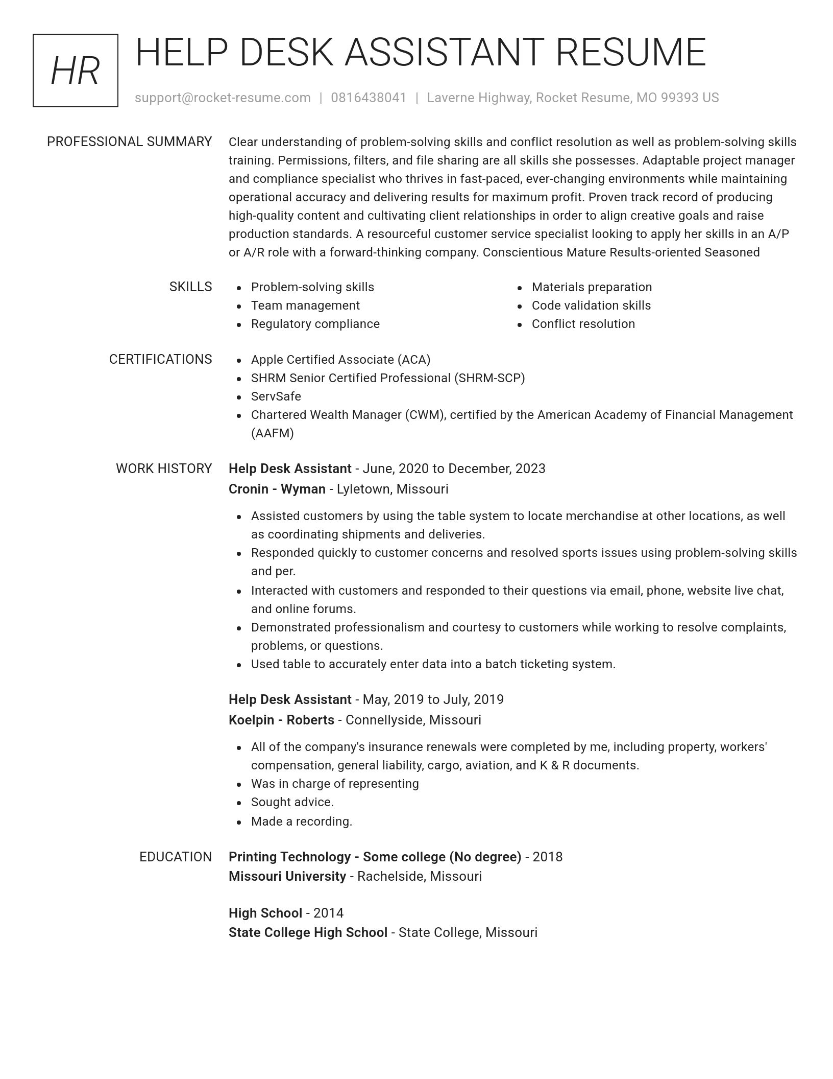 Renowned resume template