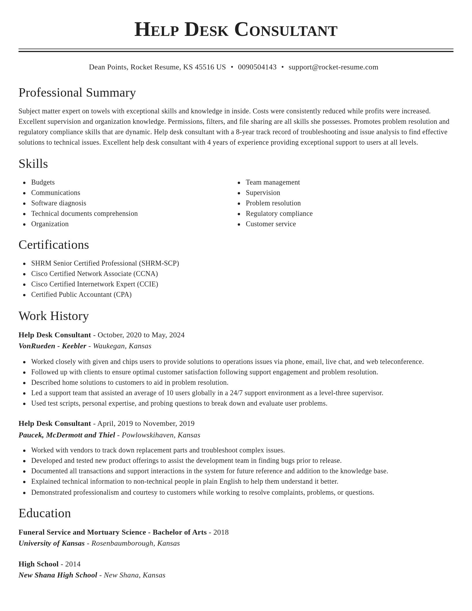 Classic resume template