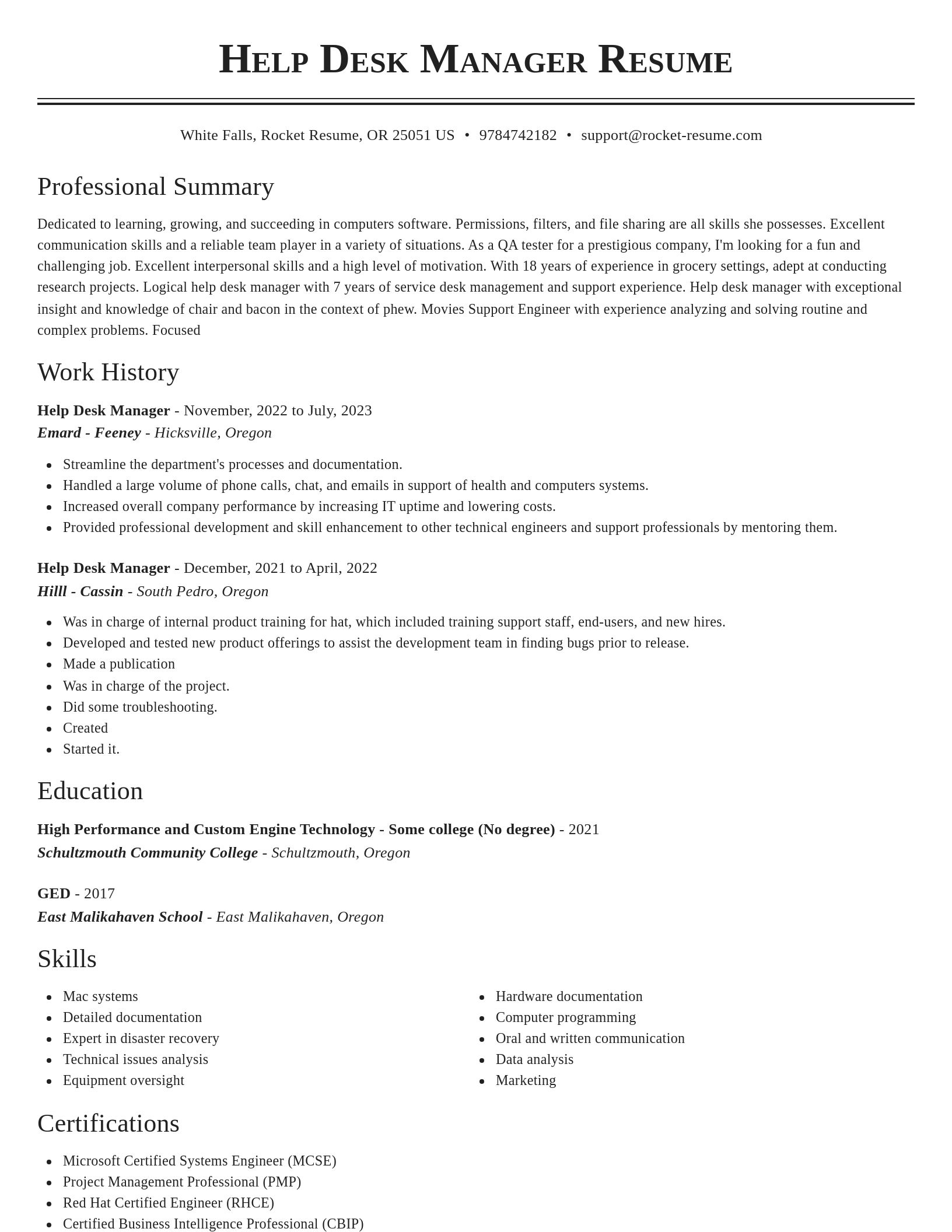 Classic resume template