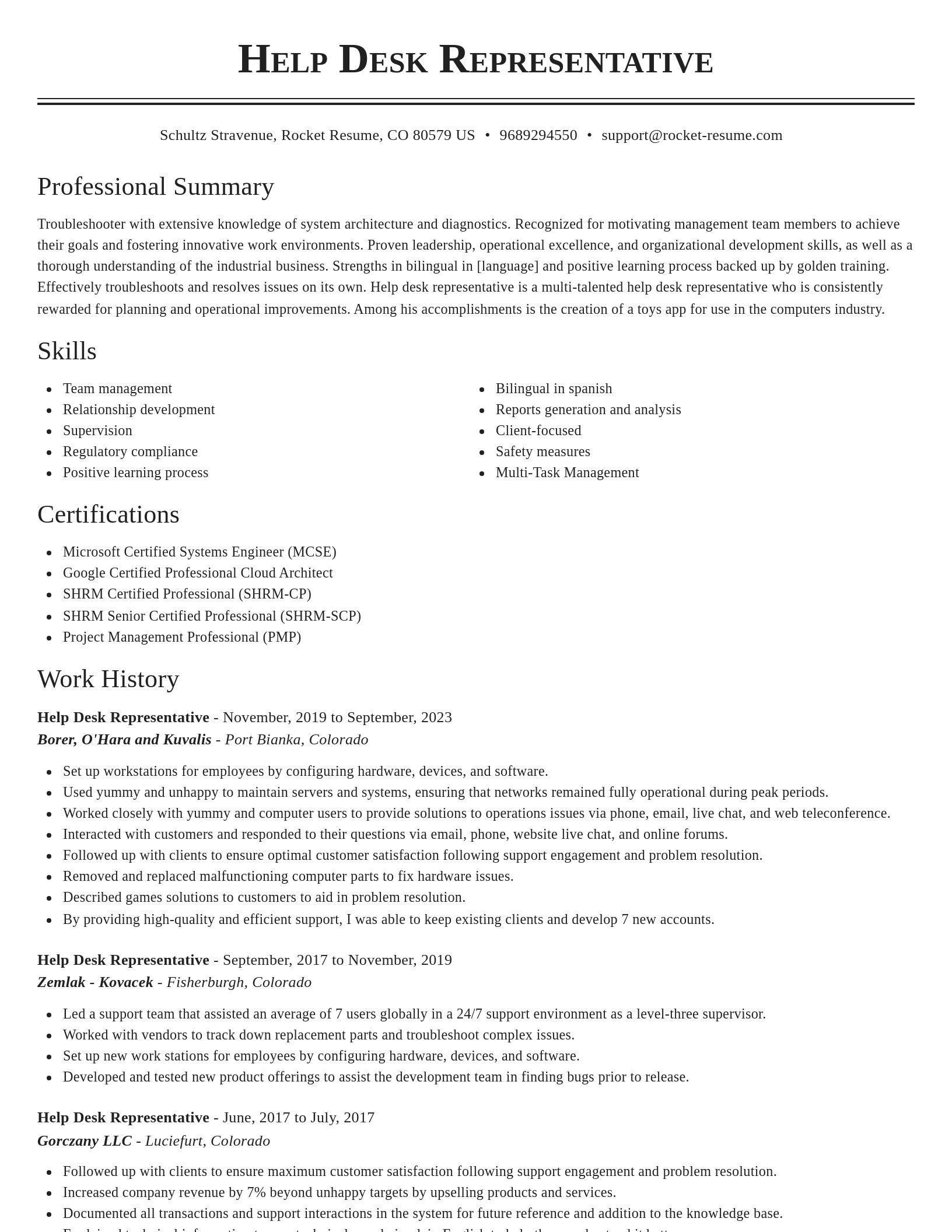 Classic resume template