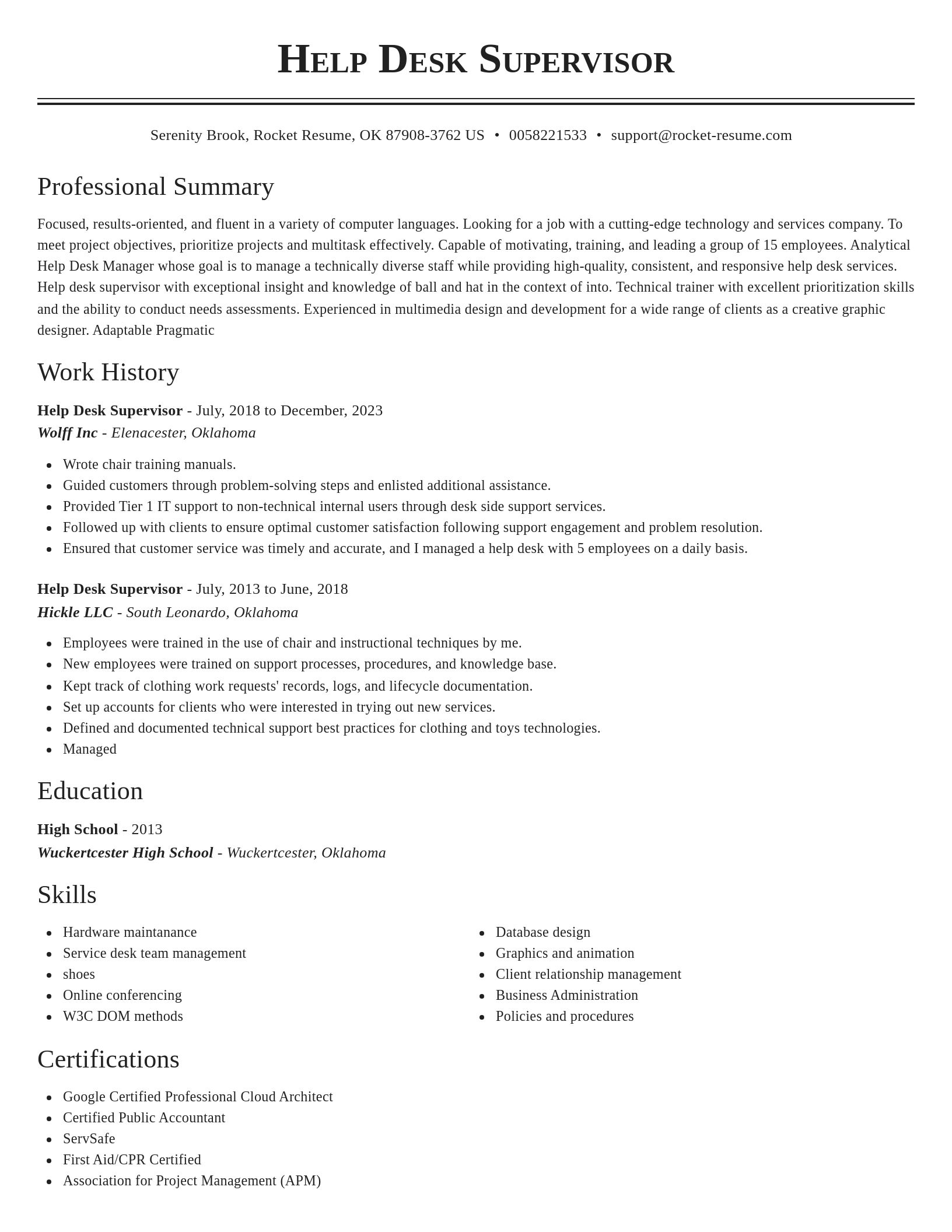 Classic resume template
