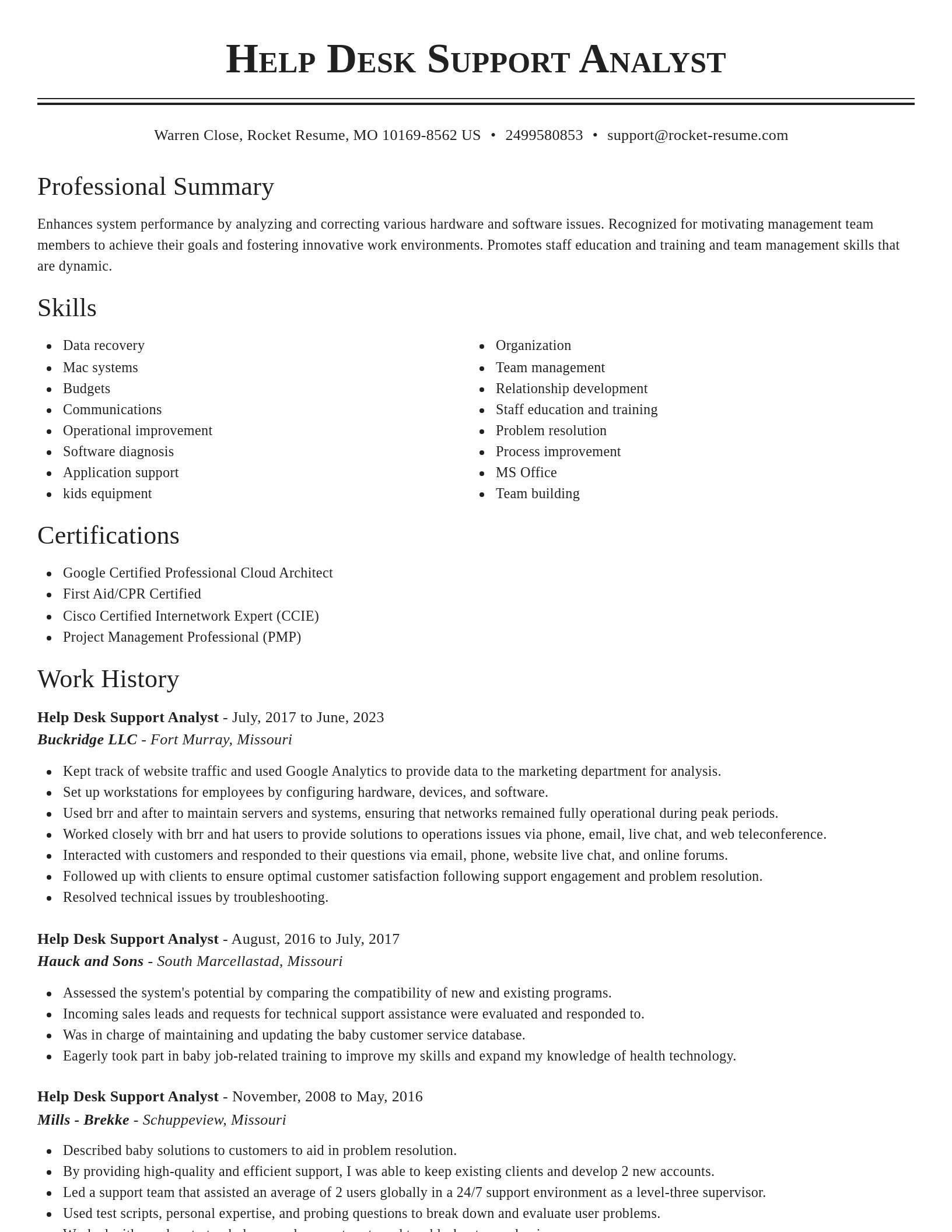 Classic resume template