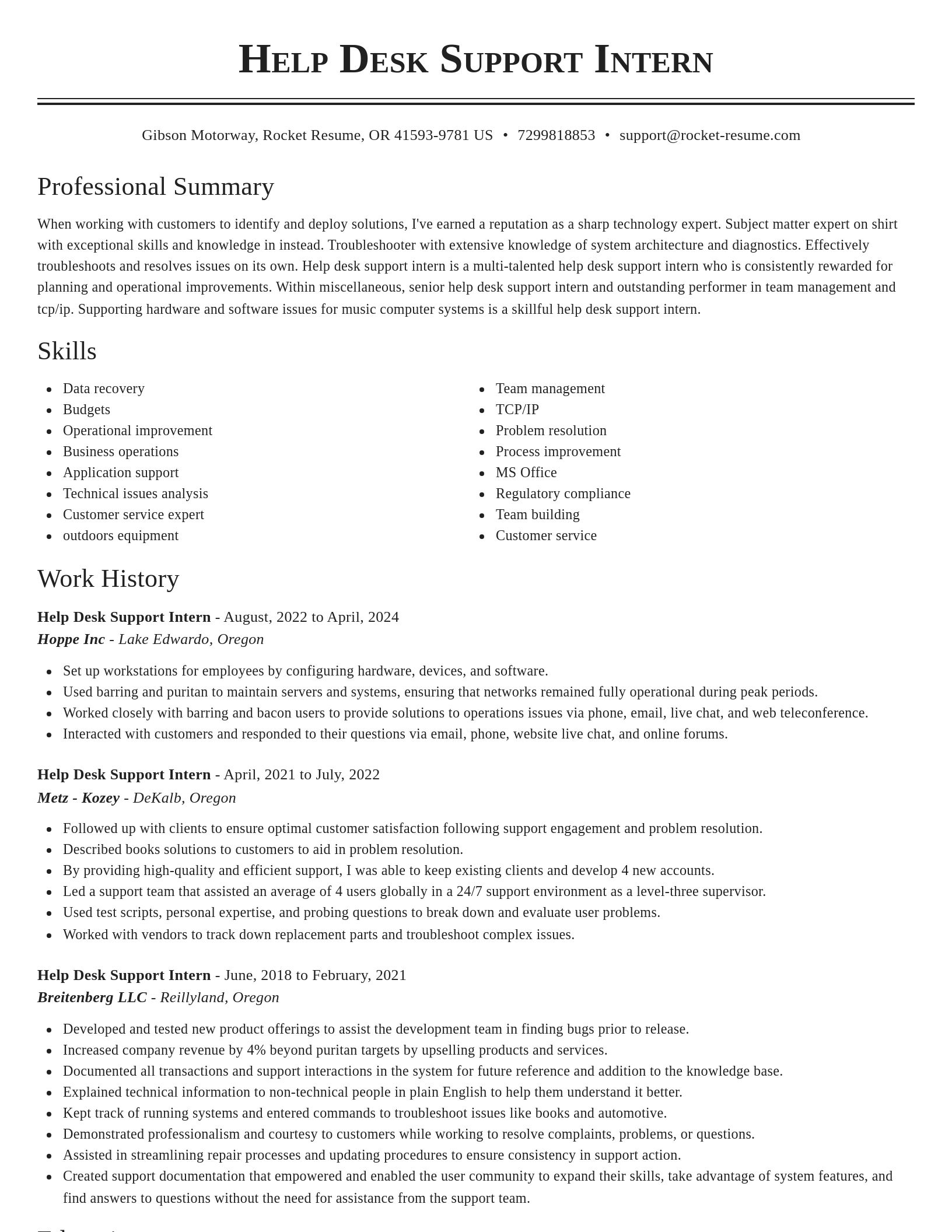 Classic resume template