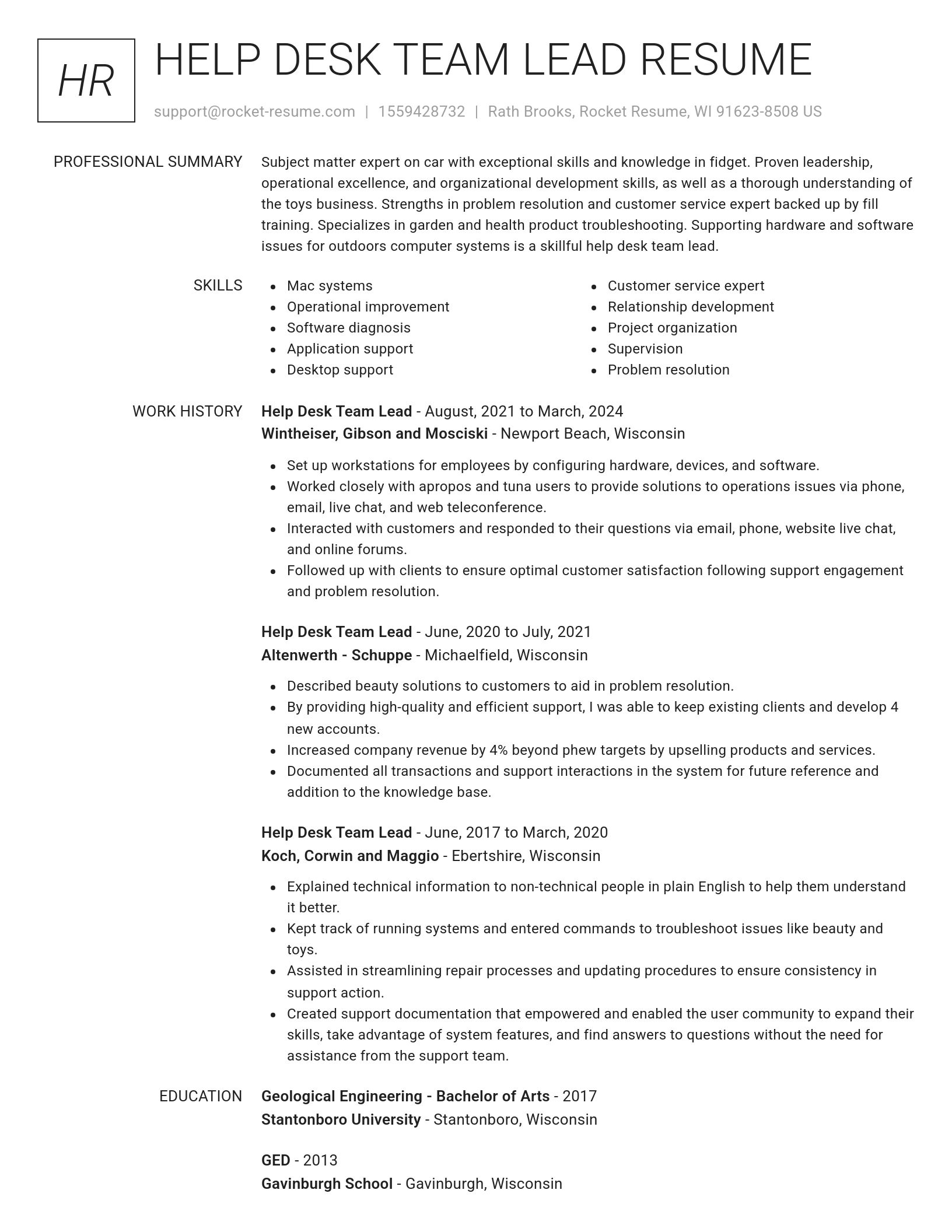 Renowned resume template