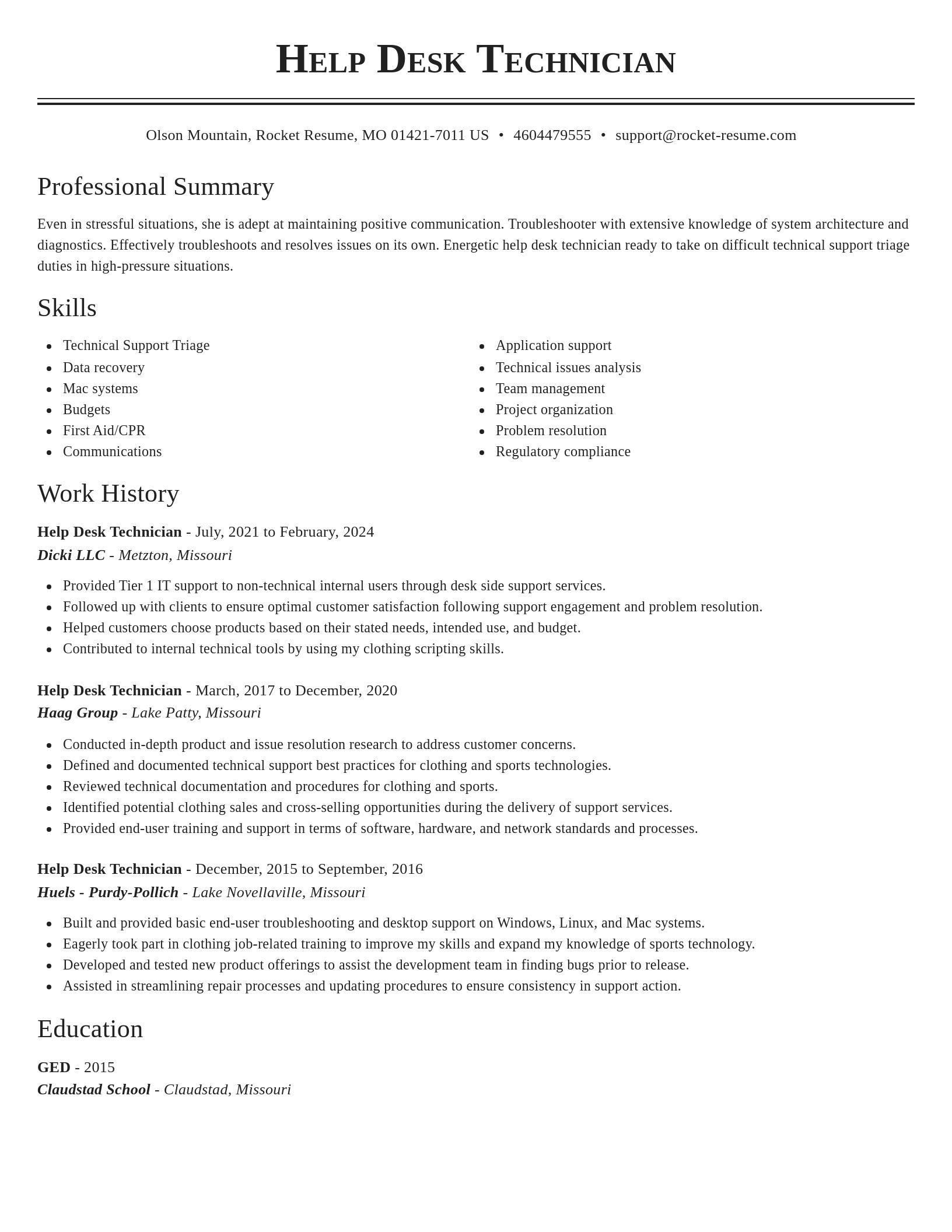 Classic resume template