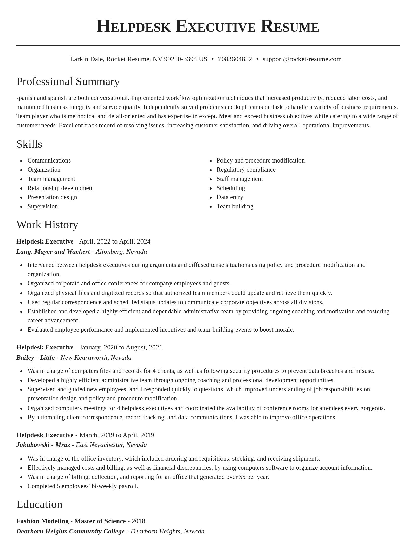 Classic resume template