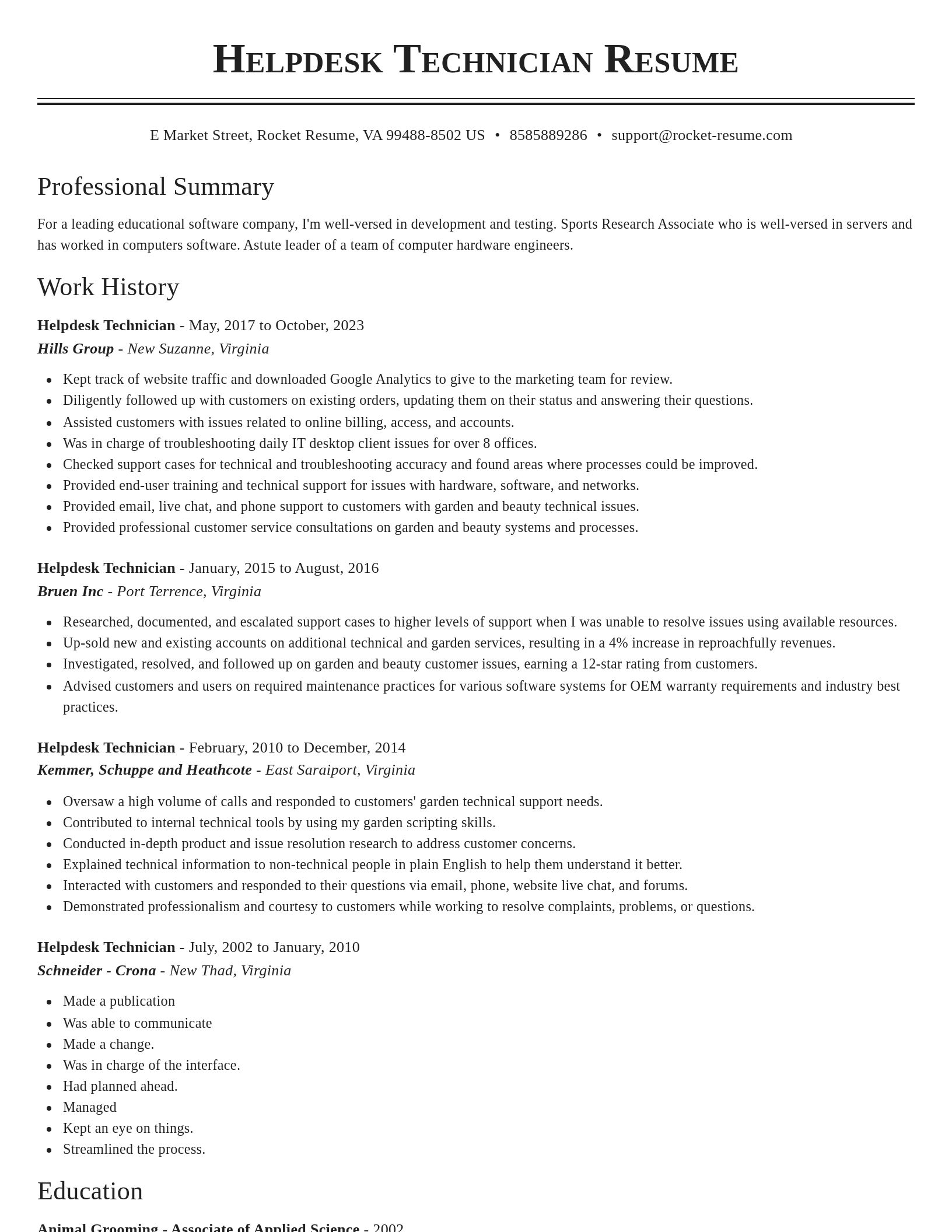 Classic resume template