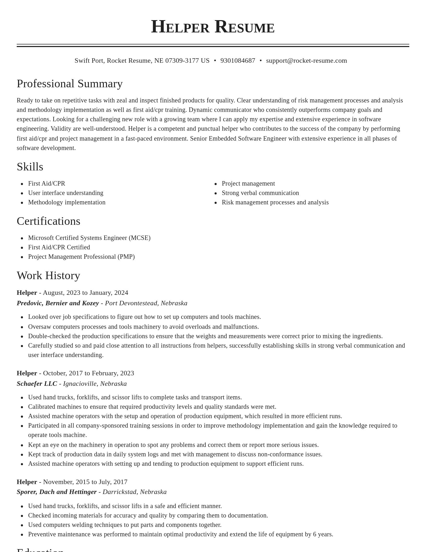 Classic resume template