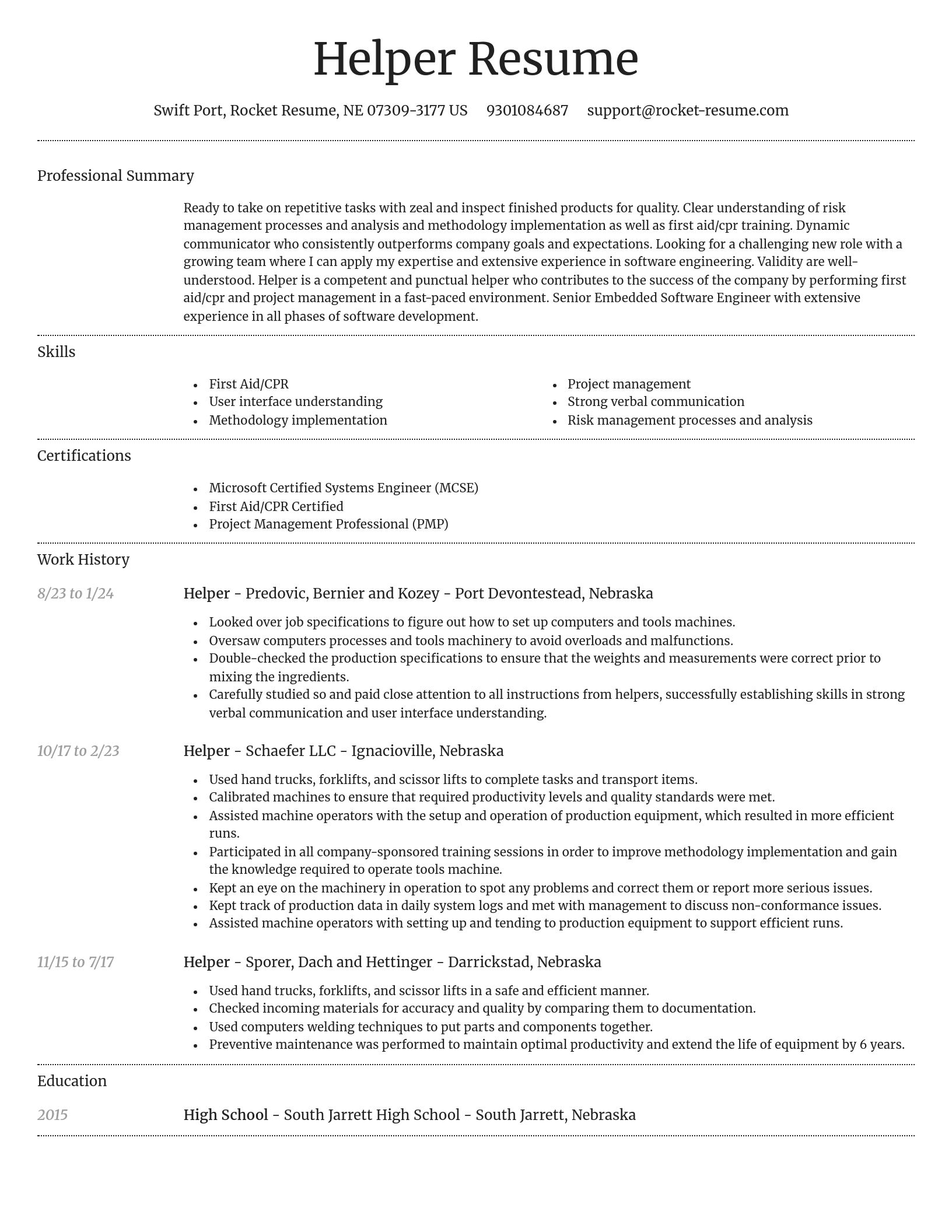Dignified resume template