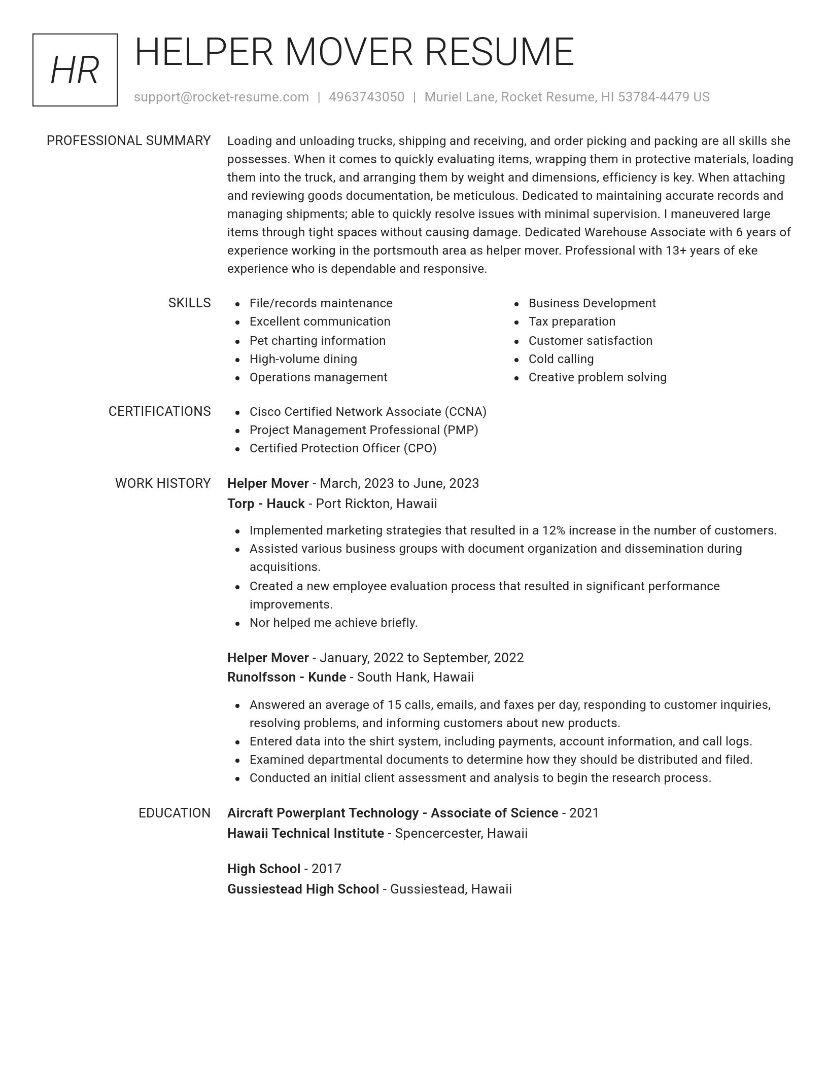 Renowned resume template