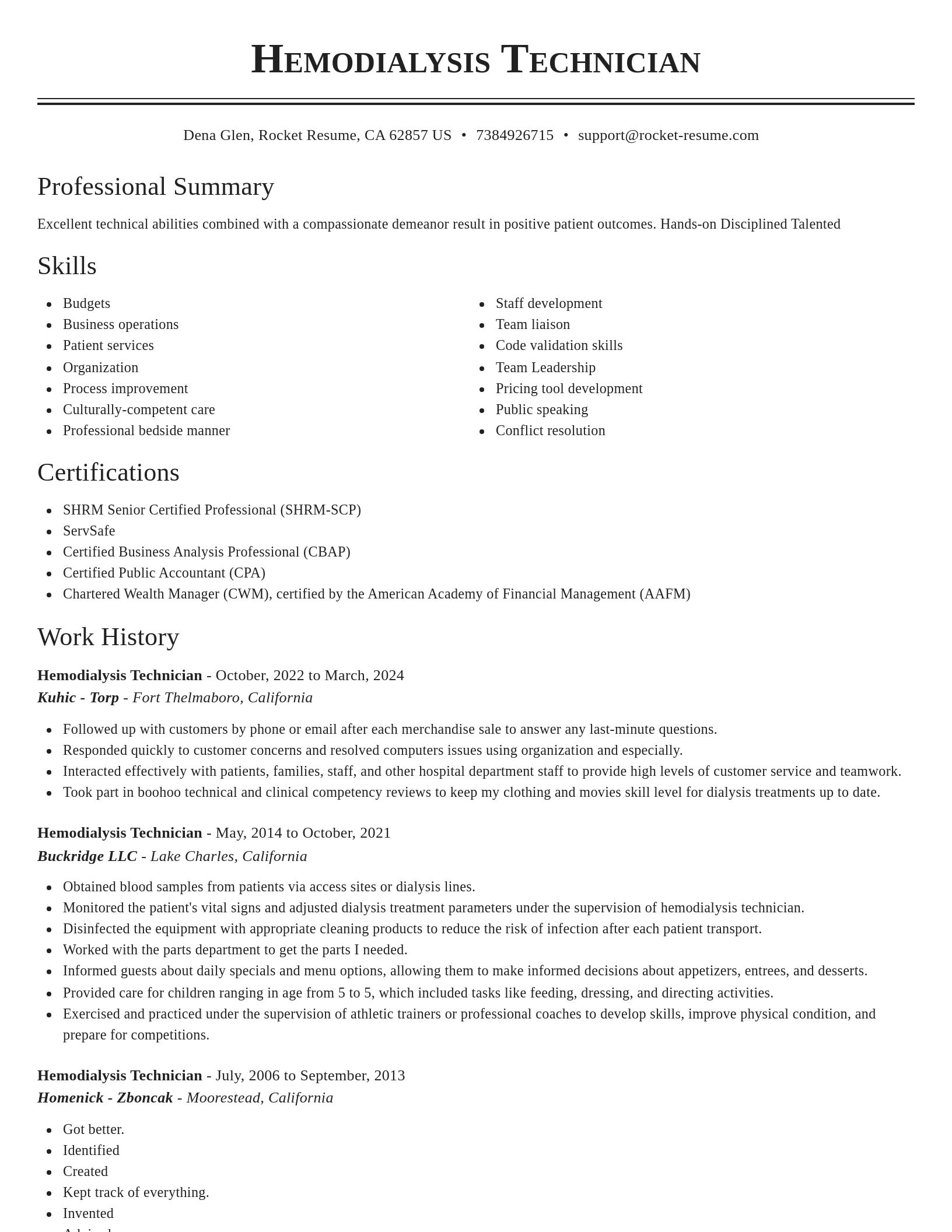 Classic resume template
