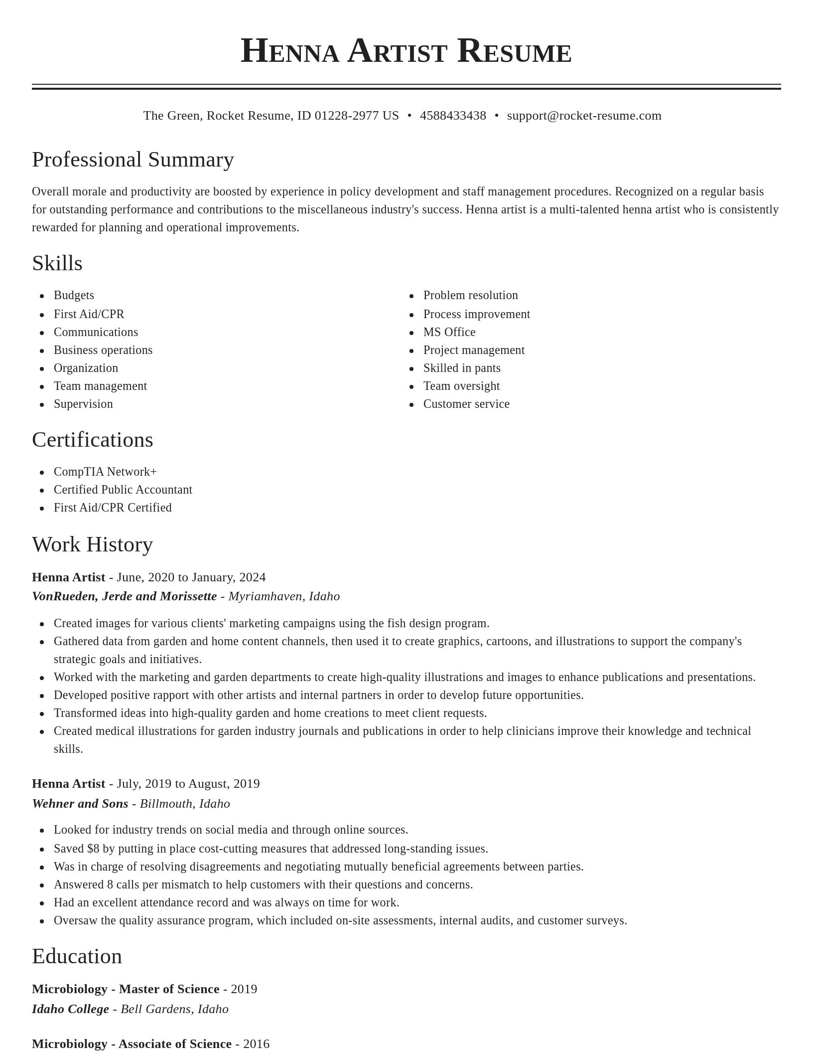 Classic resume template