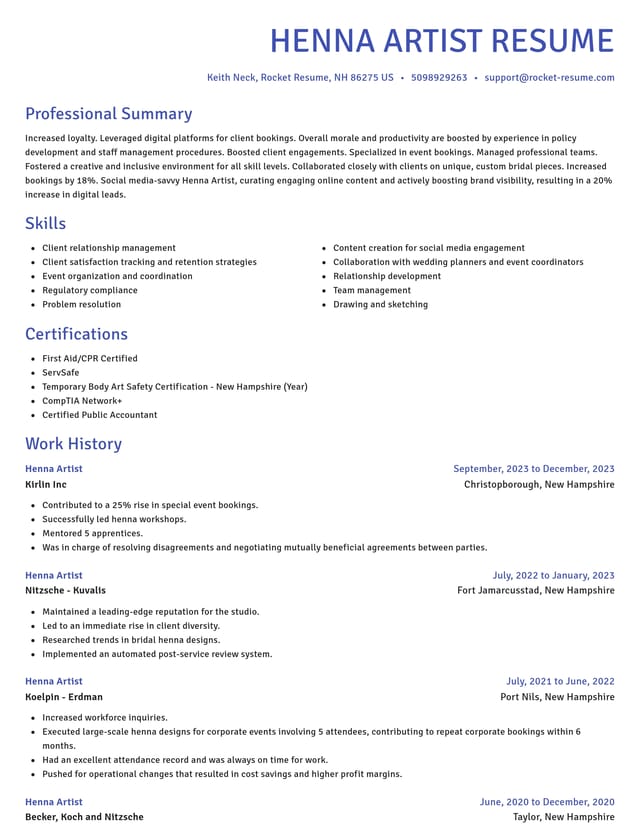 Novel resume template