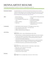 Henna Artist resume template