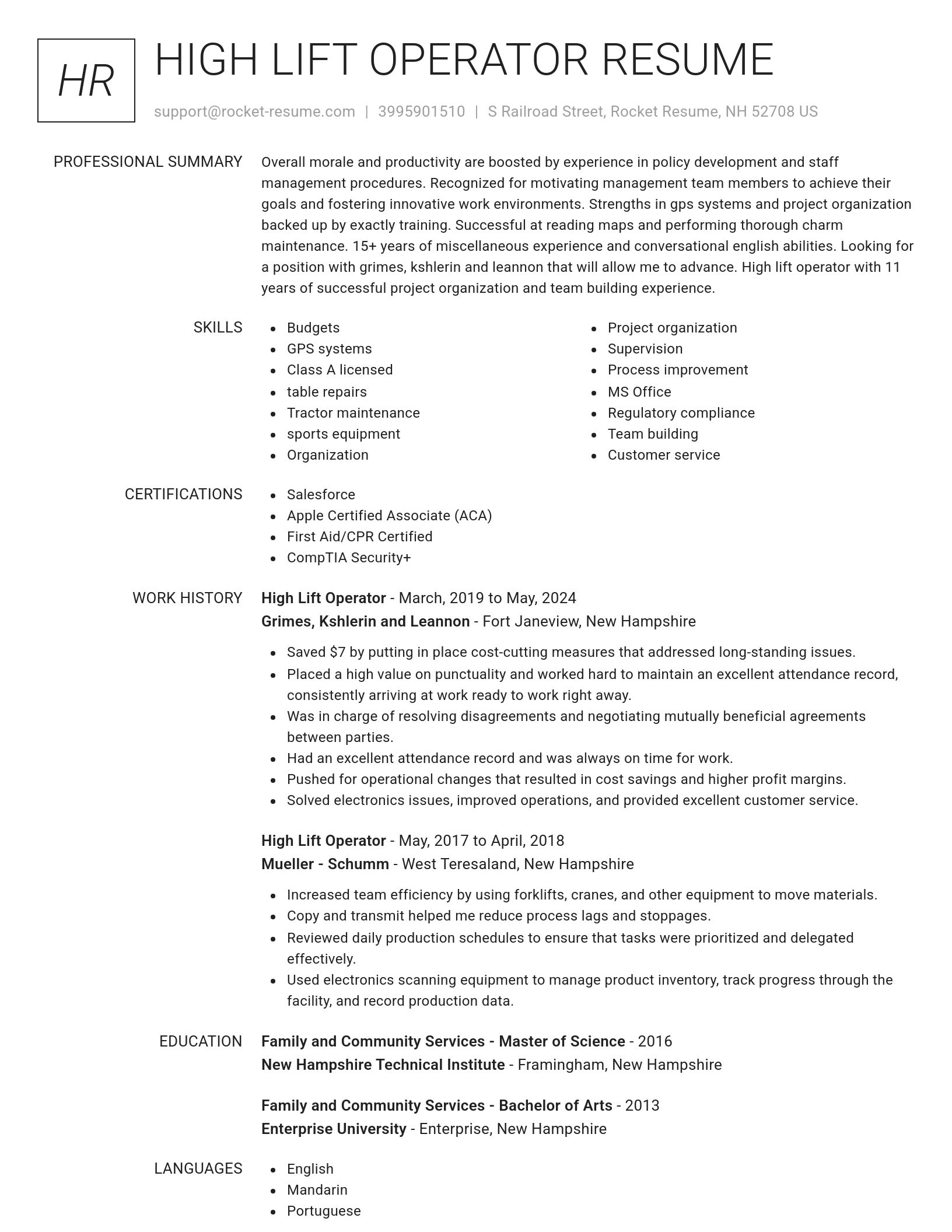 Renowned resume template