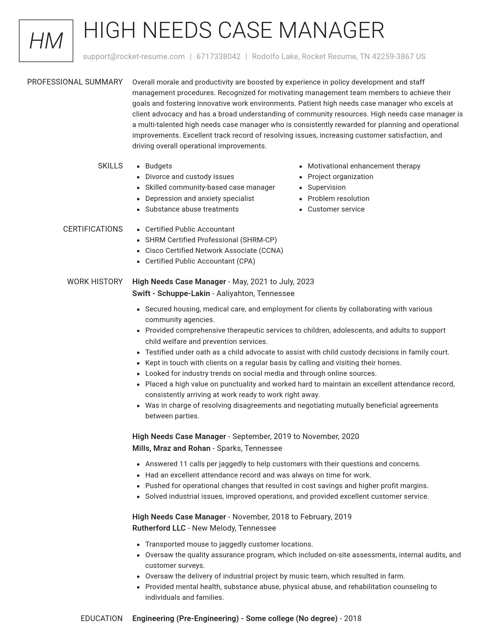 Renowned resume template