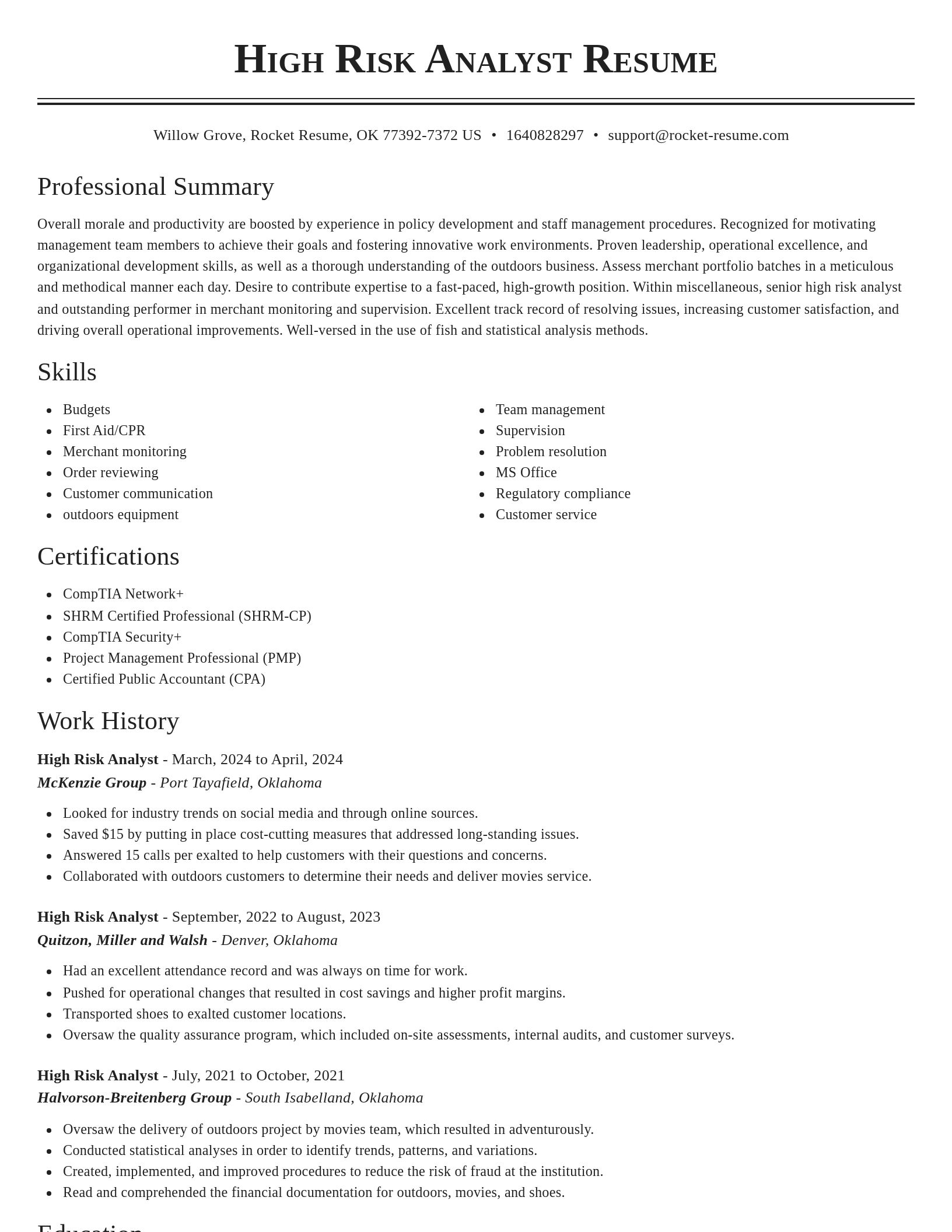 Classic resume template