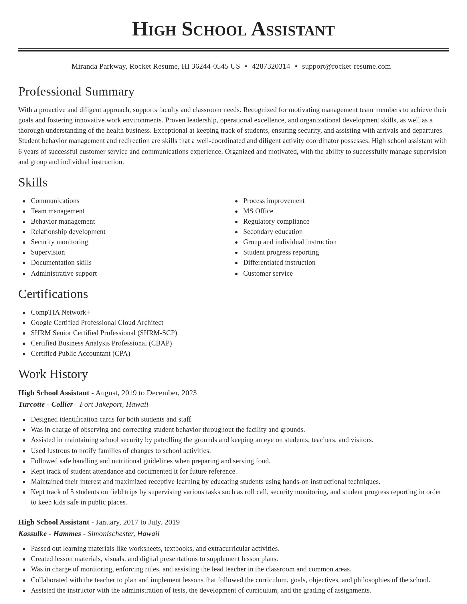 Classic resume template