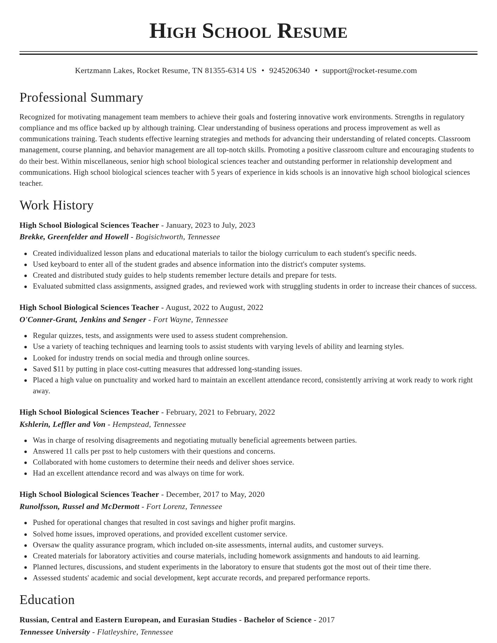 Classic resume template