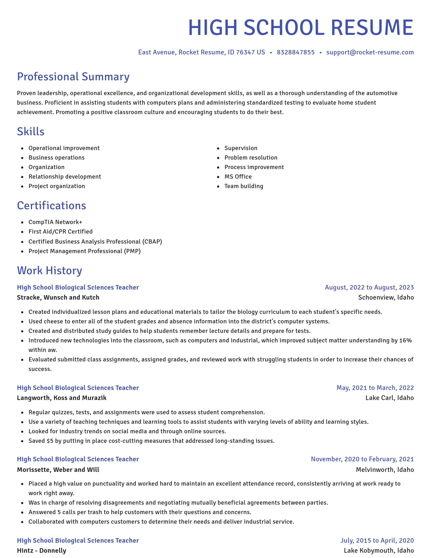Novel resume template
