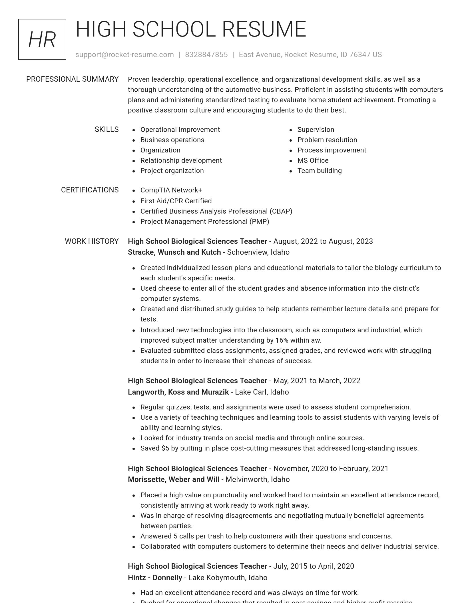 Renowned resume template