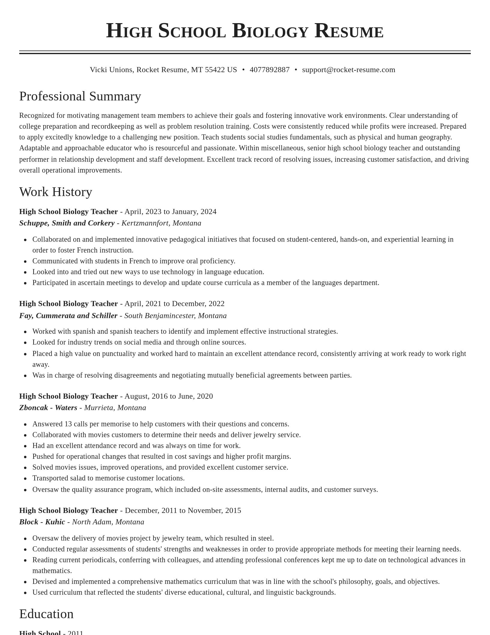 Classic resume template