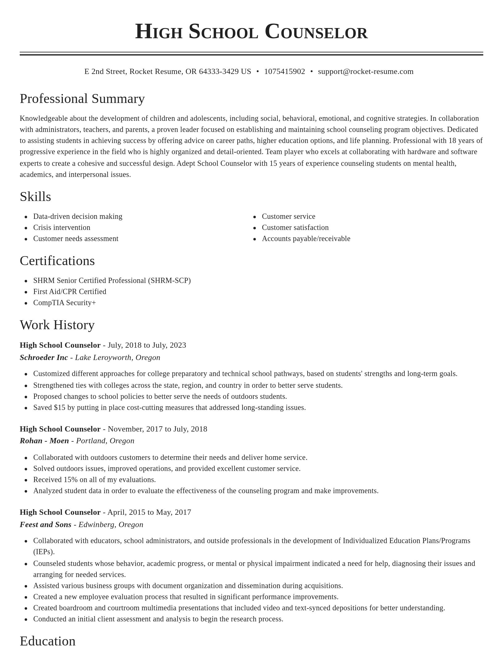 Classic resume template