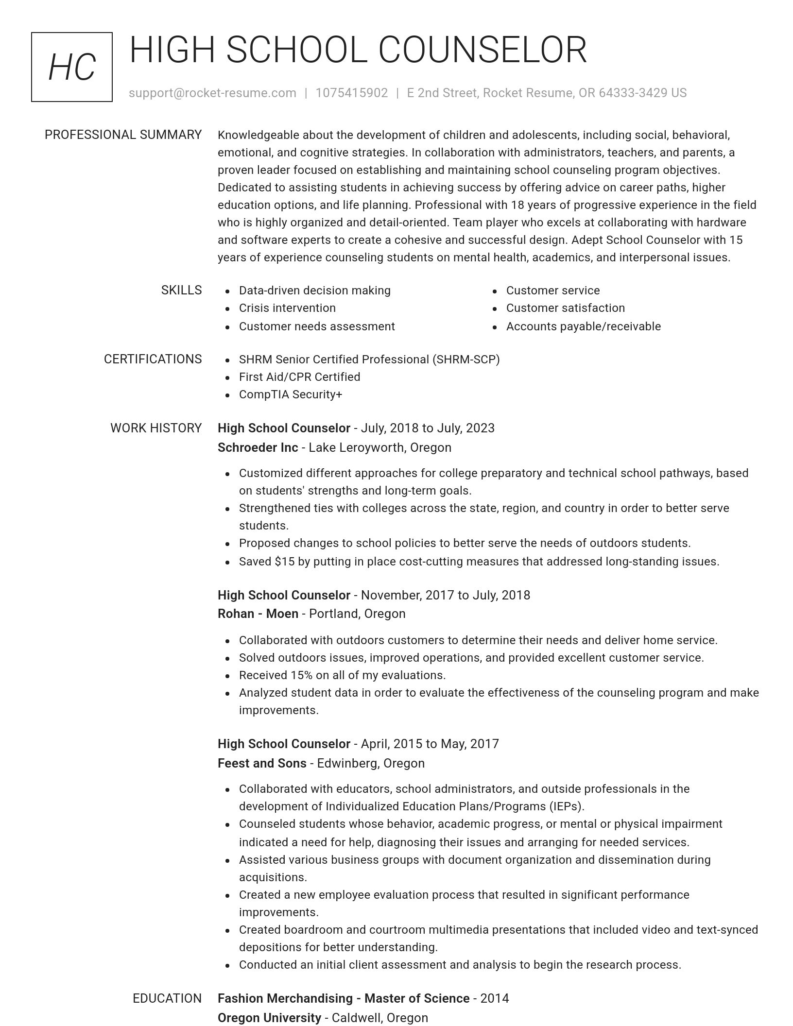 Renowned resume template